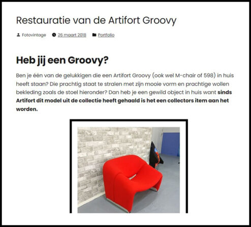 Blog Restauratie van de Artifort Groovy 1e alinea wit vlak zwarte rand